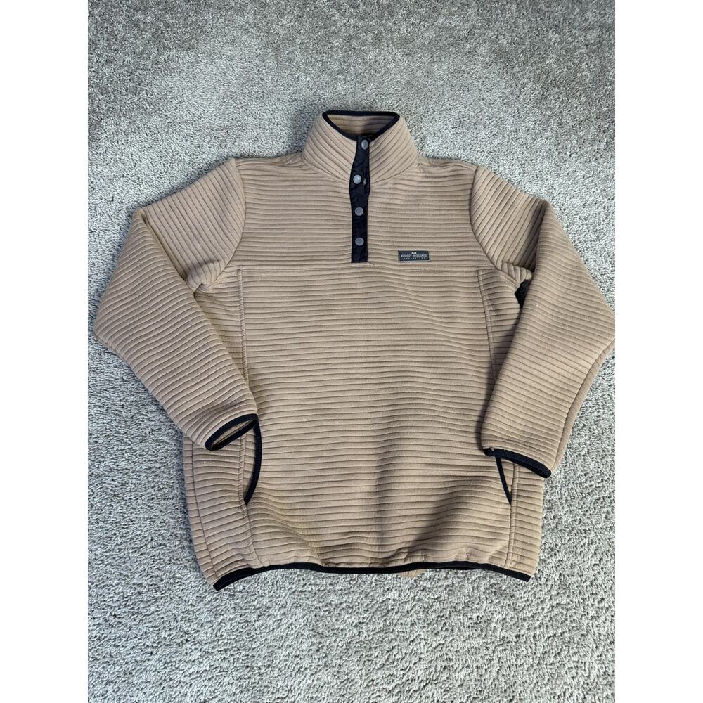 Simply Southern Jacket Womens L Beige Fleece Snap Pullover Pockets Collared